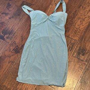 Windsor Sparkle Mini Dress in Soft Blue